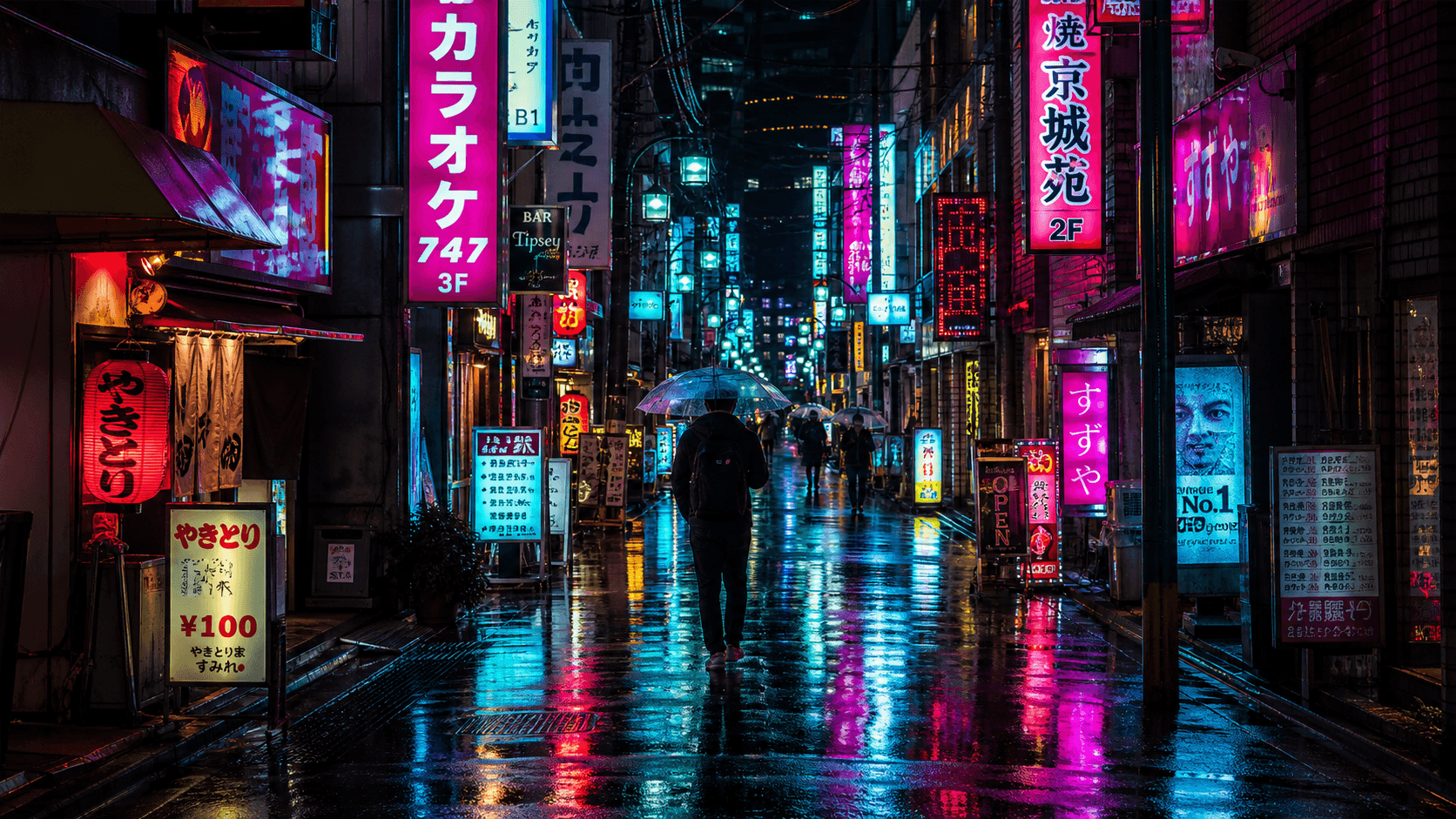 Rainy Neon Alley, Tokyo example output