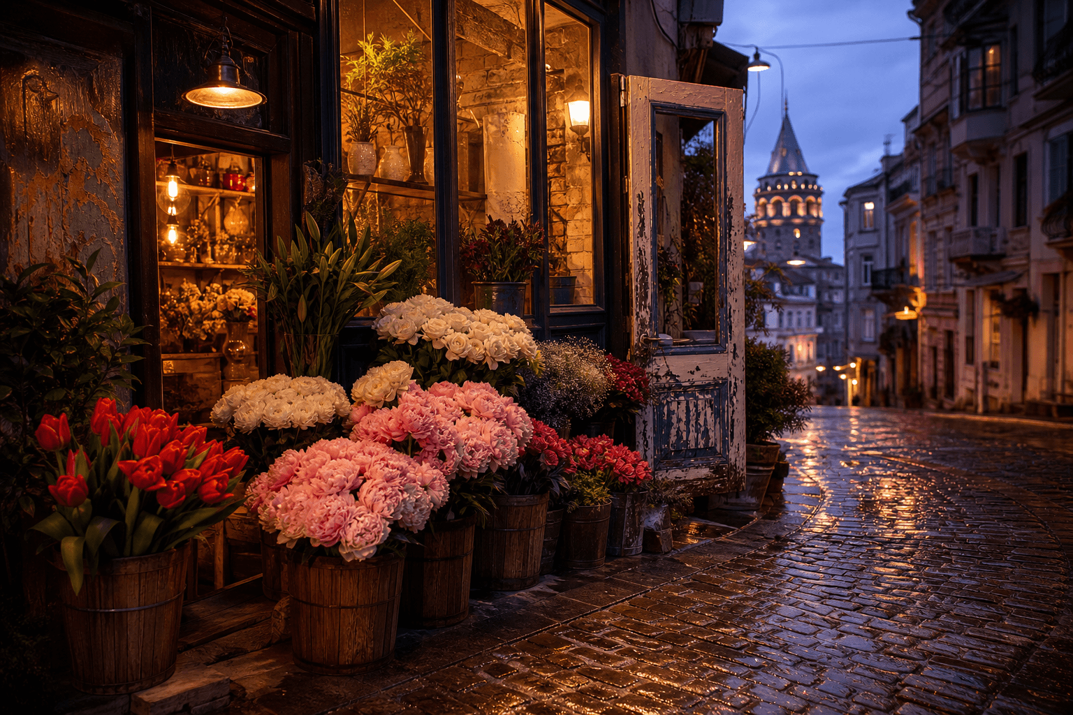 Old-Town Florist at Blue Hour example output