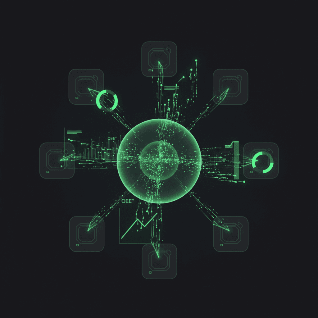 Premium enterprise industrial data visualization animation.
Abstract CNC machine data streams flow smoothly from multiple machines
into a central analytics intelligence hub, then transform into glowing
green performance charts, OEE indicators, trend lines and upward results.
Dark charcoal and transparent visual language, iMachineTrack green accents,
minimal futuristic industrial SaaS aesthetic, elegant slow motion,
seamless 3-second loop, no people, no text, no logos, no physical devices,
no background, transparent-looking edges. Premium enterprise industrial data visualization animation.
Abstract CNC machine data streams flow smoothly from multiple machines
into a central analytics intelligence hub, then transform into glowing
green performance charts, OEE indicators, trend lines and upward results.
Dark charcoal and transparent visual language, iMachineTrack green accents,
minimal futuristic industrial SaaS aesthetic, elegant slow motion,
seamless 3-second loop, no people, no text, no logos, no physical devices,
no background, transparent-looking edges. CVY.AI