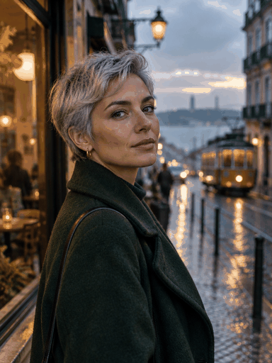 A three-frame zoom GIF made from one street portrait, looping slowly