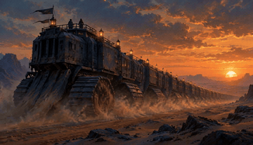 A 5-second desert train GIF at 8 fps and 360 px wide