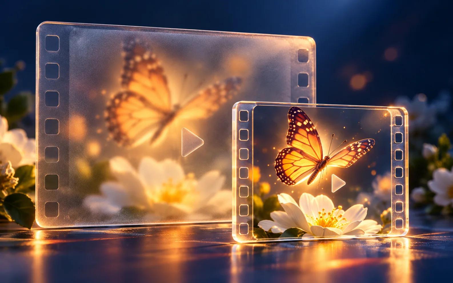 蝴蝶影像的模糊预览与清晰画面